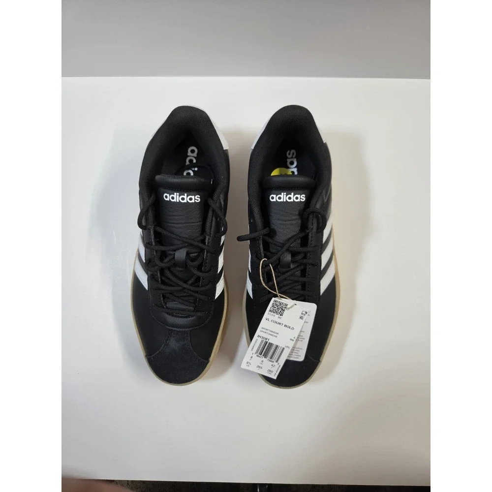 Adidas VL Court W Size Women's 9.5 Athletic Shoes Black White Casual Sneakers